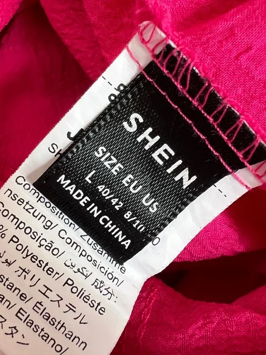 Hot Pink Puff Sleeve Barbie Cottagecore Sweetheart Neckline Romper - Picture 4 of 4